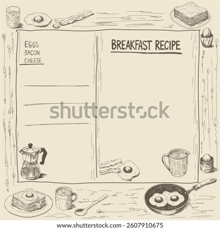 Breakfast recipe page vector drawing