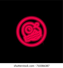 Breakfast red glowing neon ui ux icon. Glowing sign logo vector