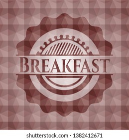 Breakfast red seamless badge with geometric pattern.