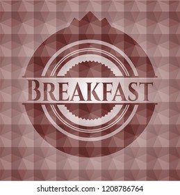 Breakfast red seamless polygonal badge.
