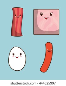Breakfast represented by kawaii cartoon icon set design. Colorfull and flat illustration