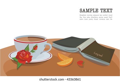 Breakfast with rose and poems