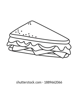 breakfast sandwich appetizing delicious food, icon line style vector illustration