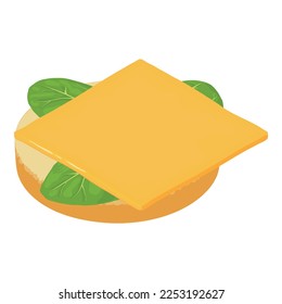 Breakfast sandwich icon isometric vector. Sandwich with cheese slice and spinach. Food concept, snack, appetizer