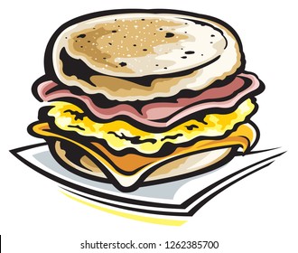 Breakfast sandwich isolated