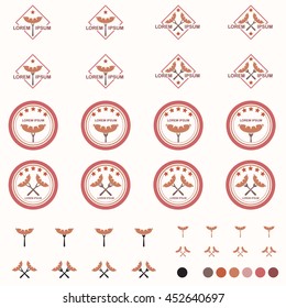 Breakfast With Sausage Food Logo Set - Vector