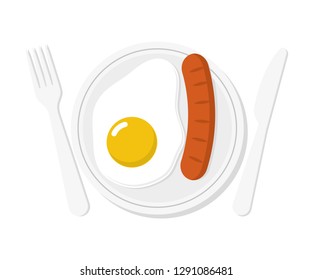 Breakfast scrambled egg in flat style, vector illustration