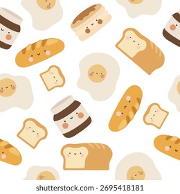 café da manhã padrão sem emenda, fundo do vetor