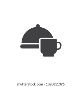 Breakfast service vector icon. filled flat sign for mobile concept and web design. Food tray with coffee cup glyph icon. Symbol, logo illustration. Vector graphics