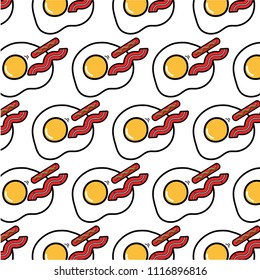 breakfast set fried egg  sausage bacon pattern 