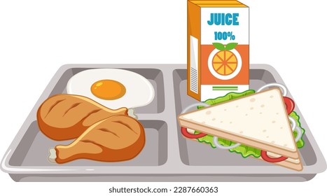 Desayuno en la ilustración de Tray Vector