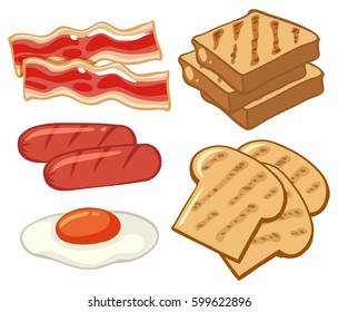 Frühstücksset mit Würstchen und Brotgrafik