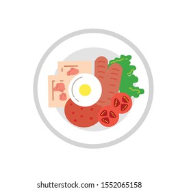 Breakfast set. Top view.delicious food dish menu icon vector illustration design English breakfast, breakfast time.