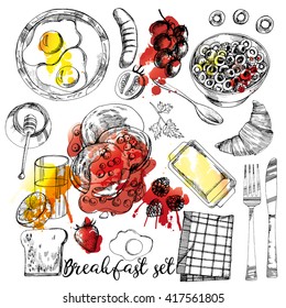 Breakfast set. Vector sketch