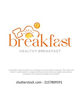 Breakfast Sicker logo icon. Healthy Breakfast vector logo design. fresh and tasty breakfast logo. Egg and bread breakfast design.