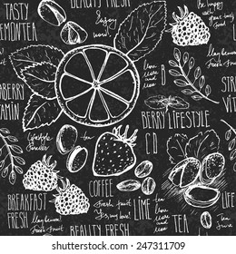 Breakfast sketched seamless pattern