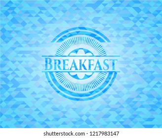 Breakfast sky blue emblem. Mosaic background