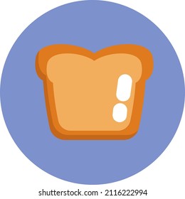 Breakfast slice of bread, illustration, vector on a white background.