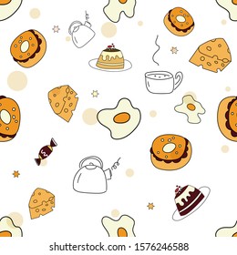 breakfast snack vector seamless pattern 