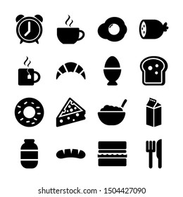 breakfast solid icons vetor design