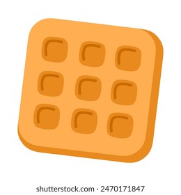 Breakfast square waffle. Tasty breakfast food. Vector illustration in cartoon style. Isolated on white background