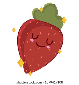 breakfast strawberry cute food fresh cartoon on white background vector illustration
