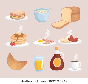 Breakfast Symbol Set Design Food Fresh Stock Vector (Royalty Free ...