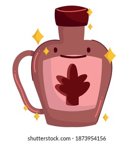 breakfast syrup bottle cute food fresh cartoon on white background vector illustration