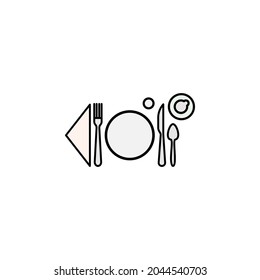 Breakfast, table etiquette colored icon. Can be used for web, logo, mobile app, UI, UX