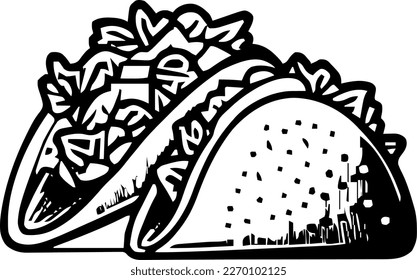 Breakfast tacos, food, isolated, vintage drawing, vector illustration, black color