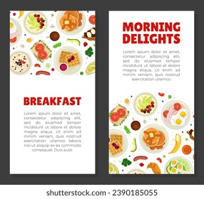 Breakfast Tasty Food Banner Design with Served Meal Vector Template