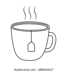 taza de té de desayuno deliciosa comida deliciosa, ilustración vectorial estilo línea de ícono