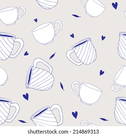Breakfast tea cup seamless pattern hand drawn