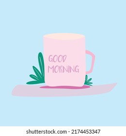 Breakfast tea mug flat vector art design