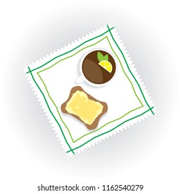 Breakfast of tea and sandwich