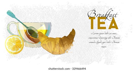 Breakfast tea.Watercolor vector background of Tea