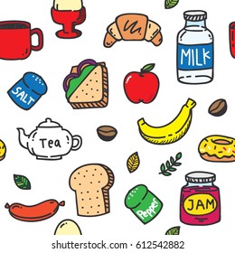 Breakfast theme seamless pattern