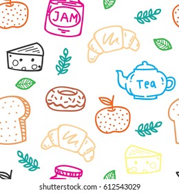 Breakfast theme seamless pattern