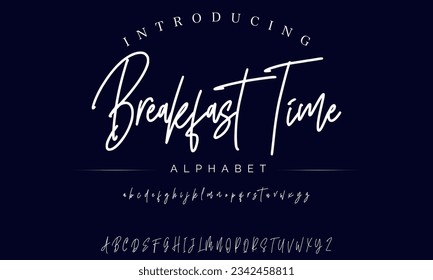 Breakfast Time Best Alphabet Signatures Handdraw Brush Script Logotype Font lettering handwritten