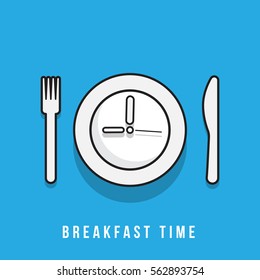 breakfast time concept. vector illustration of a dining setup showing time. minimal vector graphic.