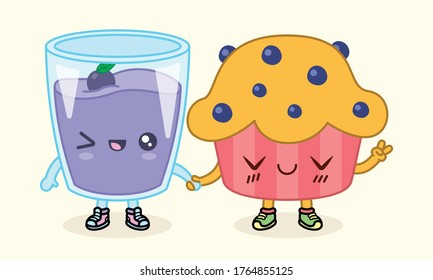 Breakfast time cute characters couple