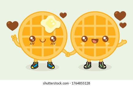 Breakfast time cute characters couple