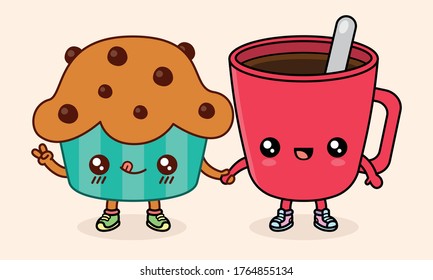 Breakfast time cute characters couple