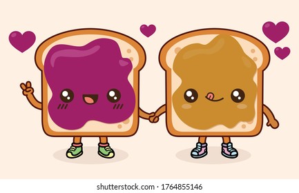 Breakfast time cute characters couple
