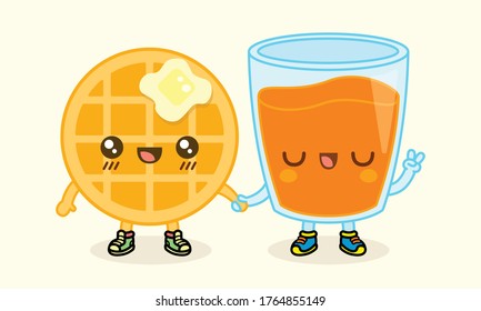 Breakfast time cute characters couple