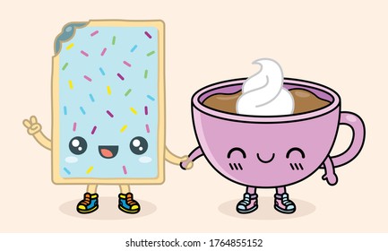 Breakfast time cute characters couple