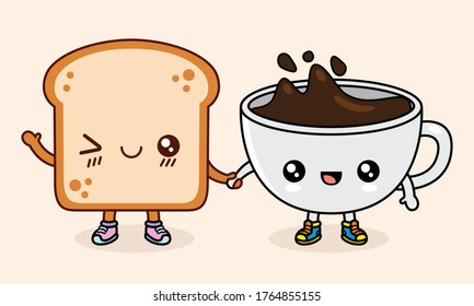 Breakfast time cute characters couple