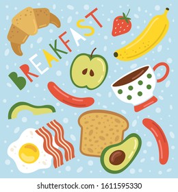 Breakfast time. Cute vector illustration. 