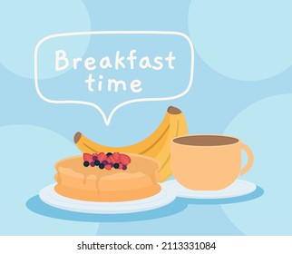breakfast time poster with food
