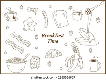 Breakfast time set outline drawing